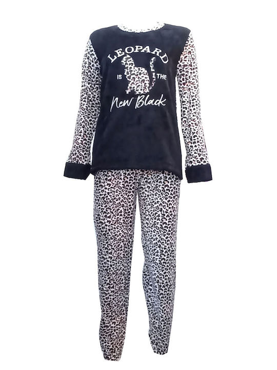 JOIN Pijamale pentru femei LEOPARD Two-tone Black