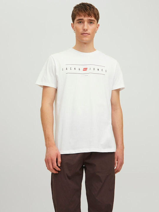 Jack & Jones Ανδρικό T-shirt Λευκό με Στάμπα