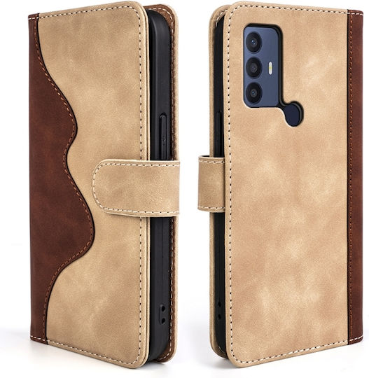 TCL Wallet Piele Brown / Yellow (TCL 306 / 305 / 30 SE / 30E - TCL 306 / 305 / 30 SE / 30E)