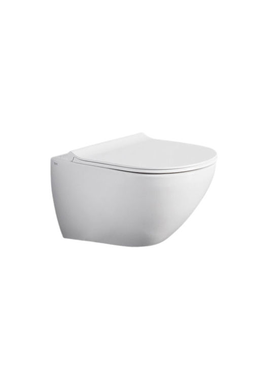 Bianco Ceramica Remo RM 11500 Wall-Mounted Toilet Rimless with Slim Cover Soft Close White Checkmate