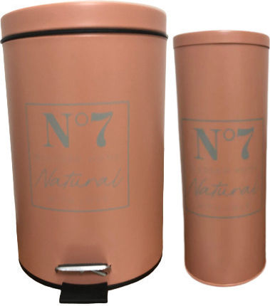 Sidirela Natyral E-3659 Metalic Set coș de gunoi și perie pentru baie Dusty Pink