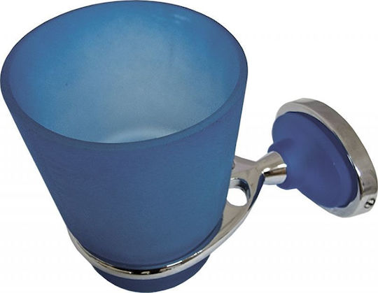 Gloria Siel Glass Cup Holder Wall Mounted Blue