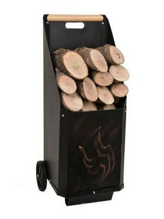 557354 Metallic Wood Transport Trolley 45x50x90cm Black