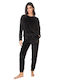 DKNY Winter Women's Pyjama Set Velvet Black