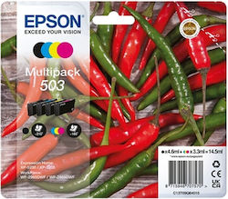 Epson 503 Pachet de 4 cartușe de cerneală pentru imprimante InkJet Galben / Cyan / Magenta / Negru (C13T09Q64010)