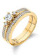 Vogue Set Rings Eternity Bands with Zircon made of Silver Gold Plated