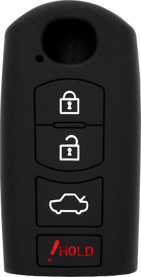 Car Key Cover Case made of with 4 Buttons for Mazda in Black Color