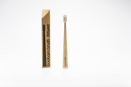 Boobam Brush Deluxe Adult Toothbrush Soft Beige / White