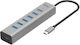i-tec Hub 7 Θυρών USB 3.2 με σύνδεση USB-C Ασημί