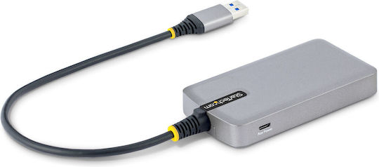 StarTech 3-Port USB 3.0 Hub with USB-A Connection Ethernet Gray