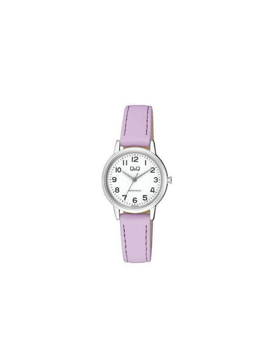 Q&Q Watch with Pink Leather Strap