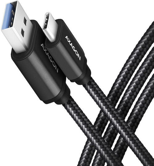Axagon Braided USB 3.0 Cable USB-C Male - USB-A Black 2m BUCM3-AM20AB