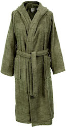 Dimcol 3010 Bathrobe with Hood Olive 420gr/m² Dimcol 3010 Bathrobe with Hood Olive 420gr/m²