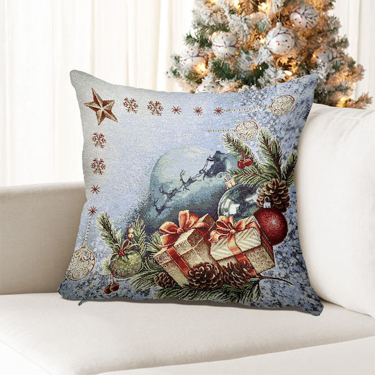 Lino Home Коледна Декоративна Калъфка Квадратна Blizard Светлосин 45x45cm