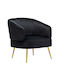 Claire Armchair Black Velvet-Black Metal 67x75x55cm