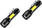 Rechargeable Flashlight LED Dual Function with Maximum Brightness 300lm 2τμχ