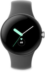 Google Pixel Watch LTE Stainless Steel 41mm με eSIM και Παλμογράφο (Polished Silver case/Charcoal Active band)