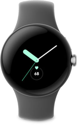 Google Pixel Watch LTE 41mm mit eSIM und Pulsmesser (Polished Silver case/Charcoal Active band)