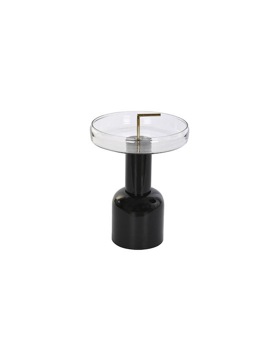 Round Glass Side Table Black L41xW41xH57cm