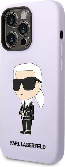 Karl Lagerfeld Ikonik NFT Umschlag Rückseite Silikon Lila (iPhone 14 Pro)