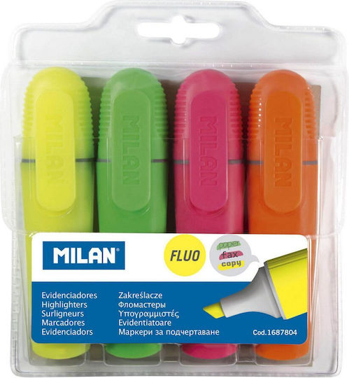 Milan Fluo Markere de Subliniere 4.8mm Multicolor 4buc