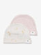 Kinder Mütze Set Stoff Pink/Lemon 2Stück