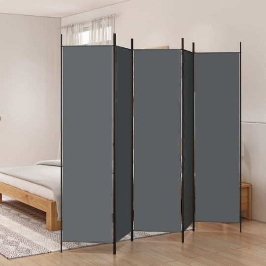 vidaXL Dekorativer Raumteiler Stoff mit 5 Paneelen Charcoal 250x200cm
