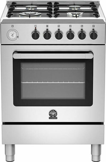 La Germania RI6 4C 61T C X GN Herd 56Es mit Erdgas-Kochfeldern B59.5cm. Inox