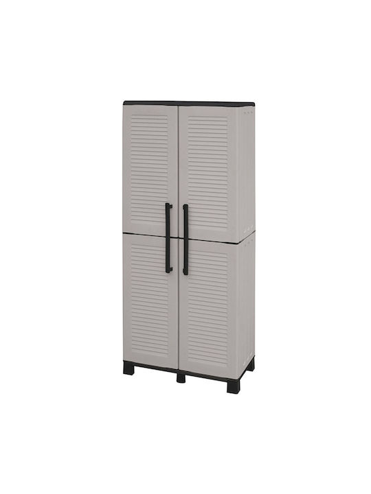 Двукрилен гардероб Пластмаса с разделител и 3 рафтове Grey Light 68x37x169бр