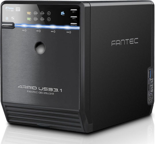 Fantec QB-35U31R Case for 4 Hard Drives 2.5" / 3.5" SATA III with Connection USB 3.1 Type-C