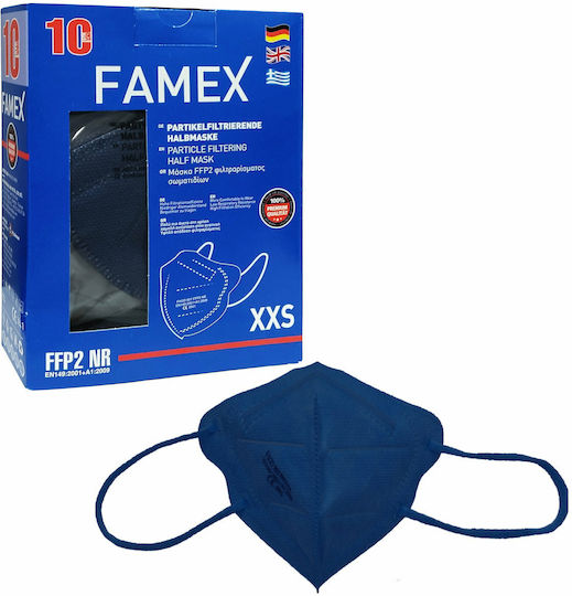 Famex Kids Mask FFP2 NR XXS Protective Mask FFP2 XXS Kids Navy Blue 5pcs