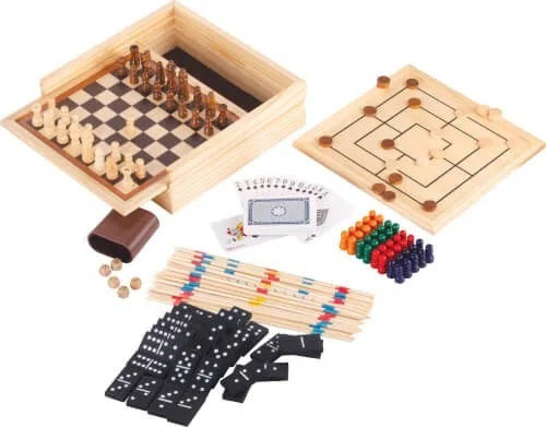 Natural Games Chess /Draughts Wood with Pawns 25x25cm
