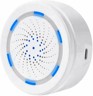 PNI SafeHome Wireless Wi-Fi Interior Battery Alarm Siren 90dB 5V with Blue Light 6.7x6.7cm