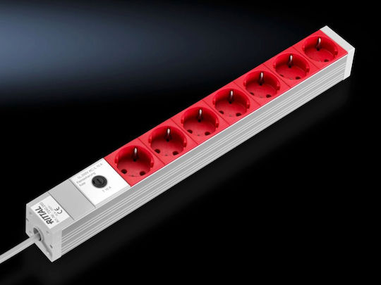 Rittal Πολύπριζο 7 Θέσεων με USB-A, Διακόπτη και Καλώδιο 2m Κόκκινο