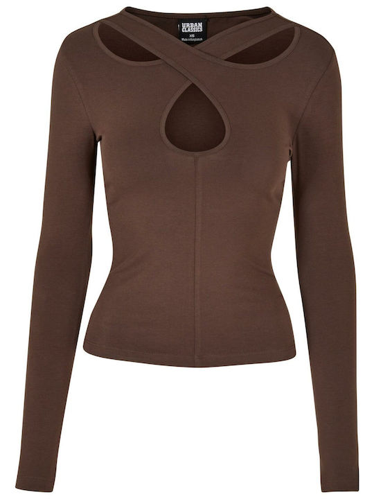 Urban Classics Women's Blouse Long Sleeve Brown