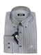 Domino Men's Shirt Stripe Grey