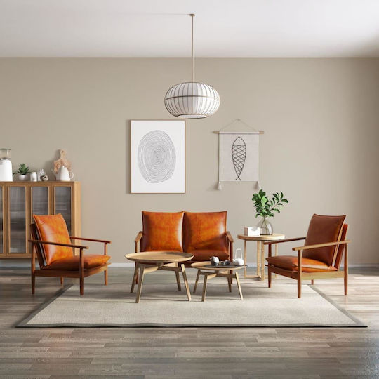 Living Room Furniture Set 2-Seater & Armchair Brown