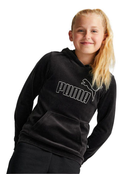 Puma Kinder Sweatshirt mit Kapuze und Taschen Schwarz