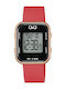 Q&Q Digital Herrenuhr 34mm Batterie mit Rot Kautschukarmband
