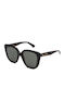 Gucci Women's Sunglasses with Brown Tartaruga Plastic Frame and Green Lens