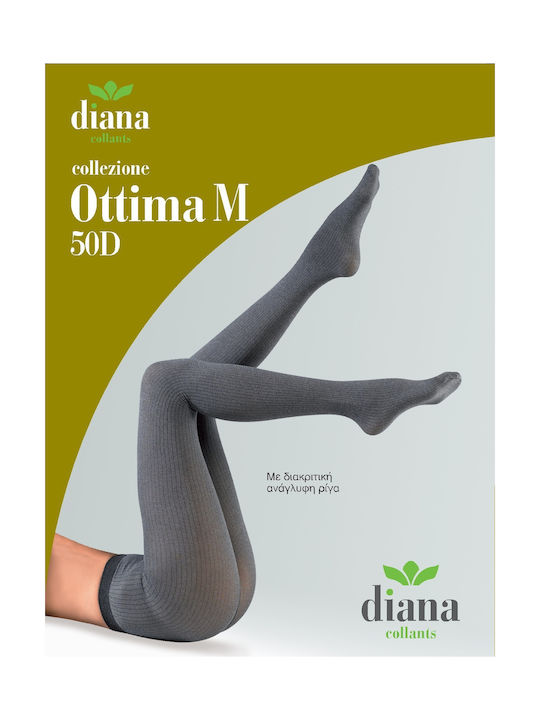 DIANA - 928 Opaque Tights 50D with Embossed Riga - Grey