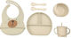 Baby Cloud Feeding Set Teddy bear made of Silicone with Non-Slip Base Beige 6pcs for 5+ months