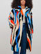 JAKKE KATRINA BELTED FAUX FUR COAT LONG FUR COAT J1842C12-MULTI STRIPE