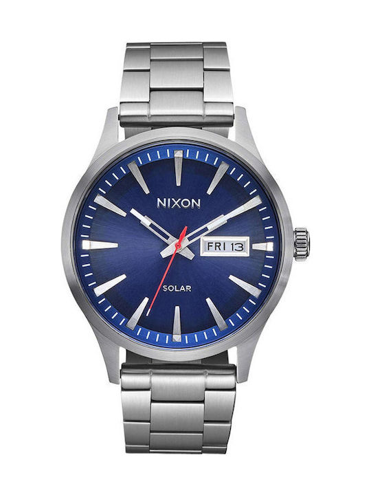 Nixon Sentry Herrenuhr 40mm Solar mit Silber Metallarmband