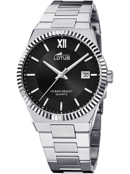 Lotus Watches Men's Watch 40mm Battery with Silver Metal Bracelet
