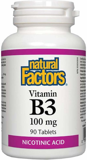 Natural Factors Vitamin B3 Vitamin for Nervous System Health 100mg 90 Tablets