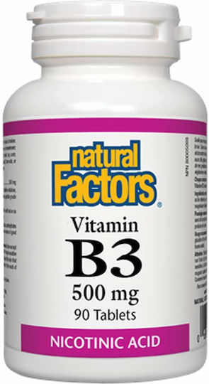 Natural Factors Vitamin B3 Vitamin for Nervous System Health 500mg 90 Tablets