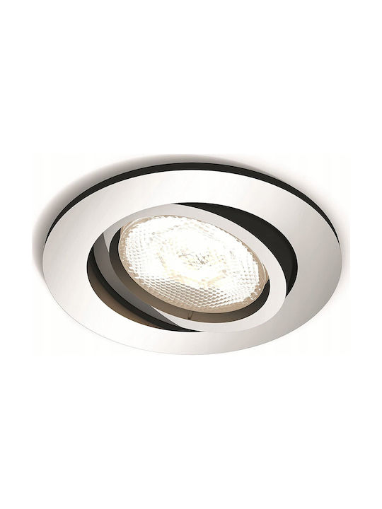 Philips Shellbark Rotund Metalic Spot Încorporat cu LED Integrat și Lumină Alb Cald Argintiu 9x9cm. 1buc