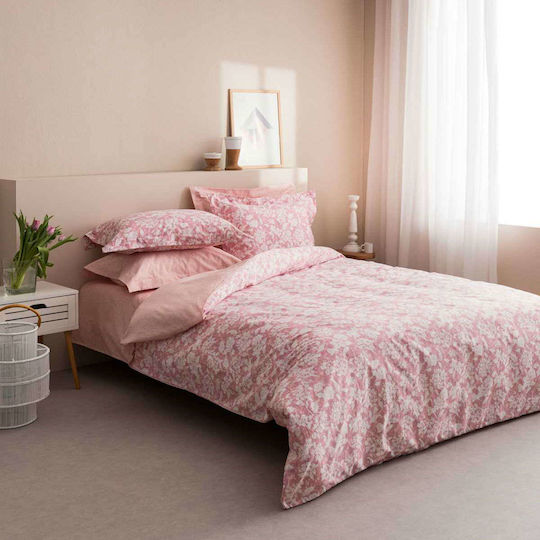 Vesta Home Vesta Home Duvet Cover Set Sanel Cotton Satin 260x240cm King Size with 2 Pillowcases 2 Pink Wine