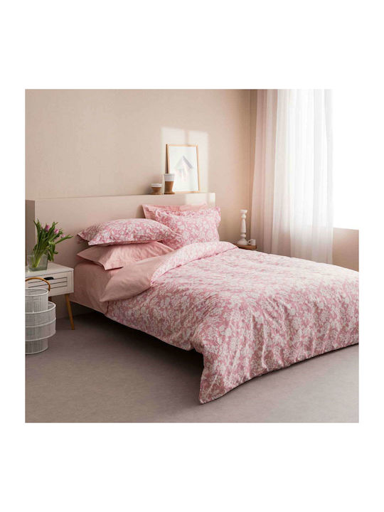 Vesta Home Sanel Super Double Cotton Satin Duvet Cover Set with Pillowcases 230x240 2 Rose Wine